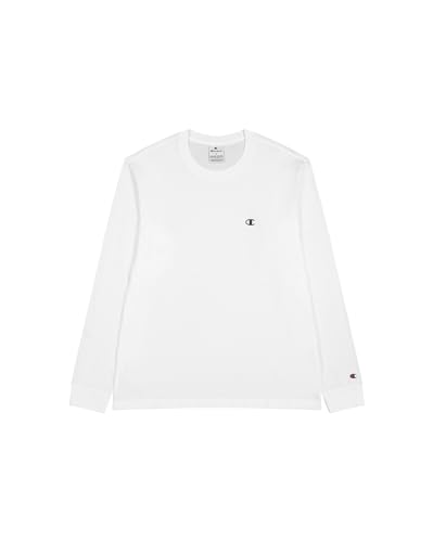 Champion Legacy Basics-L-s Crewneck T-Shirt à Manches Longues pour Homme, Blanc, Medium