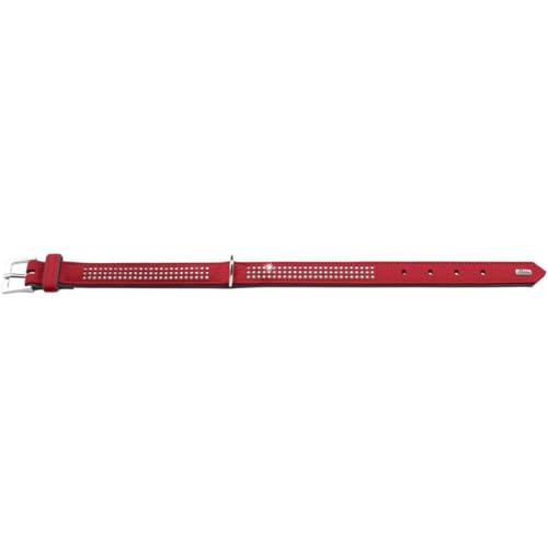 HUNTER SOFTIE TRILUXE Hundehalsband, Kunstleder, glitzernde Strasssteine, 55 (M), rot