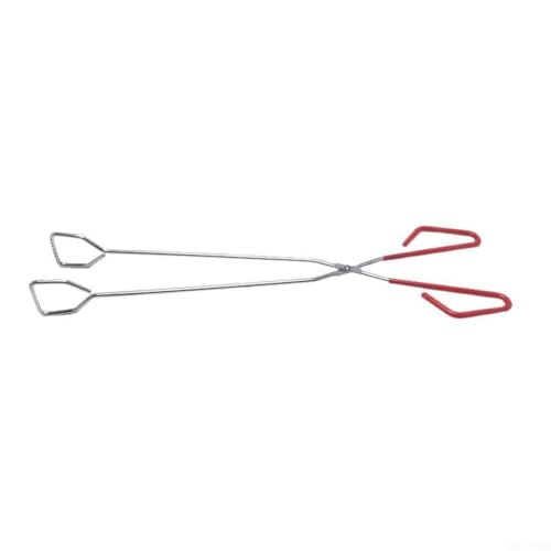 Niceminiwall Pinzas de barbacoa de acero inoxidable de 15 pulgadas para asar al aire libre y cocinar con carbón, asas de goma antideslizantes, diseño colgante, cabeza cuadrada de grado alimenticio
