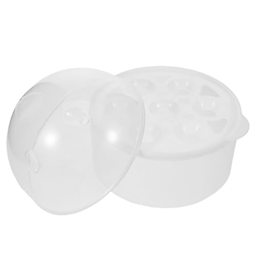 DECORNIJIA Rejilla de Vapor para Huevos con Tapa Redonda y Aro de Ampliación de 15 Cm, Soporte Multiusos de Plástico Resistente al Calor para Vaporera Eléctrica, Adecuado para Cocción