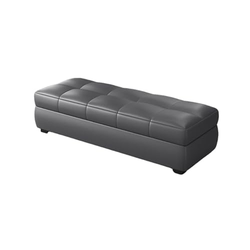 Lujoso banco tapizado gris oscuro con almacenamiento ecológico y reposapiés, decoración versátil de calidad multiusos (60 x 40 x 40 cm)