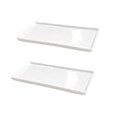 2 White Ceramic Trays, Small Rectangle Kitchen Sink Tray, Bathroom Holder & Organizers for Soap,...