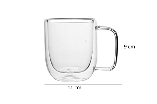 Image of Double Wall Thermal Insulated Mug for Drinking Tea,Coffee,Espresso,Juice,Wine,Latte, Cappuccino Stackable Glass Cup 250 ML Each. (06A Pack of 1)