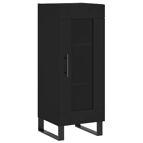 Annlera Aparador moderno armario alto armario auxiliar armario mueble mueble mueble para salón negro 34,5 x 34 x 90 cm