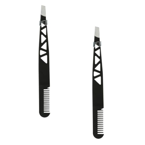 Mobestech 2 piezas Pinzas para Cejas de Acero Inoxidable con Peine Diseño Antideslizante y Compacto para Depilar y Recortar Cejas con Precisión Accesorio Ligero y Duradero para Maquillaje y