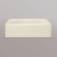 Mustee T6030LBT Fiberglass Rectangular Alcove Bathtub with Left-Hand Drain, Biscuit