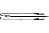 Extremos divididos de 15cm Cordial l CFY 3 WMM-LONG - Cable adaptador en Y (clavija estéreo dorada de 3,5 mm a 2 conectores macho XLR, 3 m)