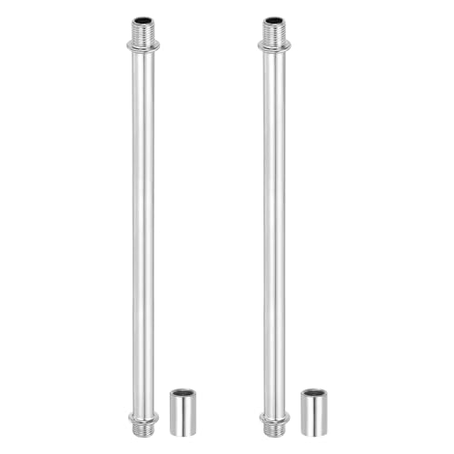 Image of PATIKIL Straight Pipe Lamp Stems Rod Kit, 2 Set M10 Carbon Steel 200mm(7.87 inch) Long Double End Thread Rod with Coupling Nuts Sleeve Connector for Table Lamps Chandeliers,Chrome