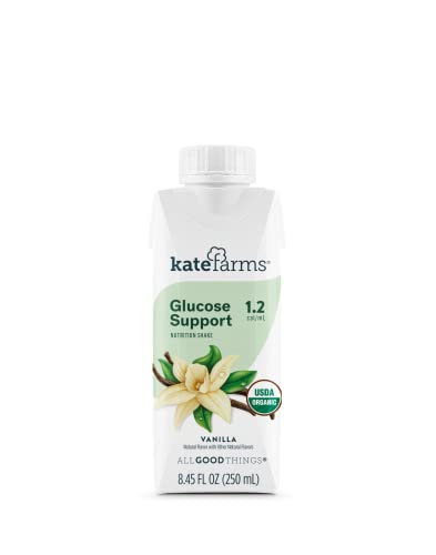 Kate Farms Glucose Support 1.2 Nutrition Shake, Plant Based, Meal Replacement for people with Diabetes, No Dairy, Gluten, Soy, or Artificial Sweeteners (Case of 12)