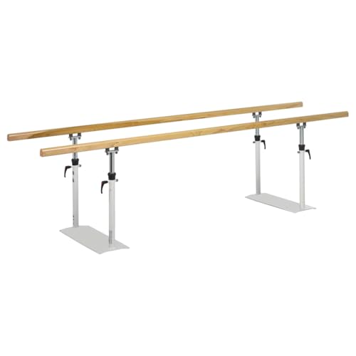 Sport-Tec Gehbarren Standard 3 m aus Holz – höhenverstellbar 75–108 cm, Stabiler Stahlrahmen, Holmenabstand 30–58,5 cm, bis 140 kg belastbar, platzsparend zusammenschiebbar, Reha & Therapie