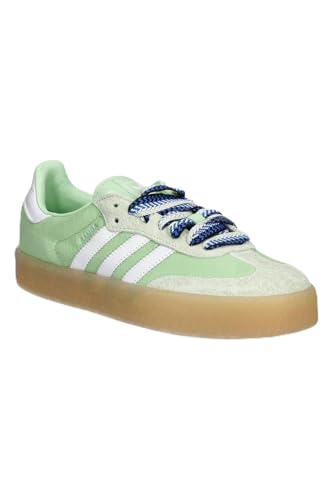 Image of adidas Sambae Women's Shoes, Semi Green Spark /Cloud White /Wonder Blue, Size 8