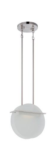 Nuvo Lighting 62/158 Latitude LED One Light Pendant 4.8 Watt 285 Lumens Soft White 2700K KolourOne LED Technology Frosted Glass Polished Nickel Fixture