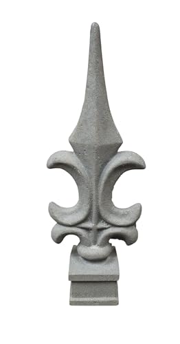 Image of Cast Iron Fence Finials, Multiple Decorative Styles & Sizes, 1 /2 inch to 1 inch Inch Square and Round Spears, Fleur de Lis Design (1 inch Scroll Cross SQ, 5)