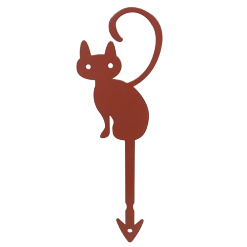 Steel Deco Garden Garden Decoration Powder Paint Coating - Gardenpot Pick-Steel-Brown- Curious cat