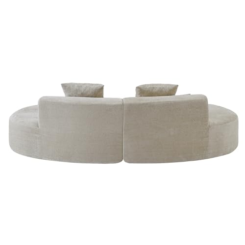 Image of CHITA Curved Sectional Sofa with Lumbar Pillows, Modular Cloud Boneless Couch with 2 Throw Pillows, Modern Comfy Chenille Loveseat for Living Room, Bedroom, Office, No Assembly Required, Pearl Gray