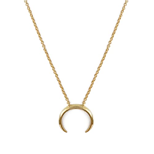 Honeycat Tiny Crescent Horn Necklace in 18k Gold Plate | Minimalist, Delicate Jewelry (Gold)