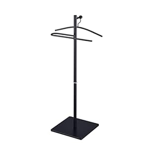 Proman Products VL17241 Kumo Freestanding Metal Valet Stand Organizer with Removable Hanger, Trouser Bar, Black, 11.5″ W x 11.5″ D x 41″ H