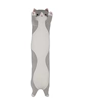 Grey Cat Plush Body Pillow 90cm Long Soft Stuffed Cat Toy Hugging Sleeping Cushion for Kids and Adults Cuddly Kitten Plush for Sofa Bed or Nap Time