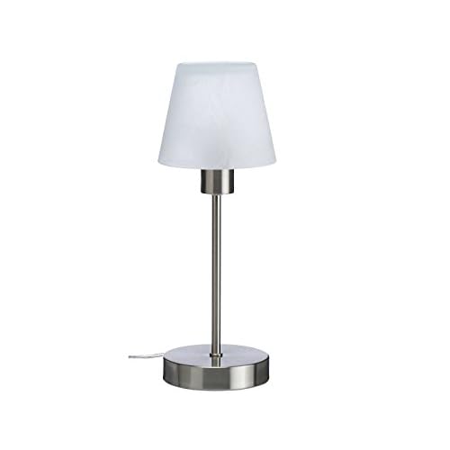 Trio Leuchten Tischleuchte Luis Nickel matt, Metall, Glas, Touch-Dimmer 595500106