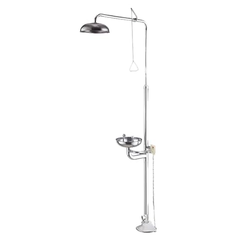 Generisch Notdusche mit Augenspülstation – Sicherheits-Augenspülstation aus Edelstahl S304, pedalbetätigtes Set für Fabriken, Labore, Werkstätten, Chemieanlagen, Außeninstallation