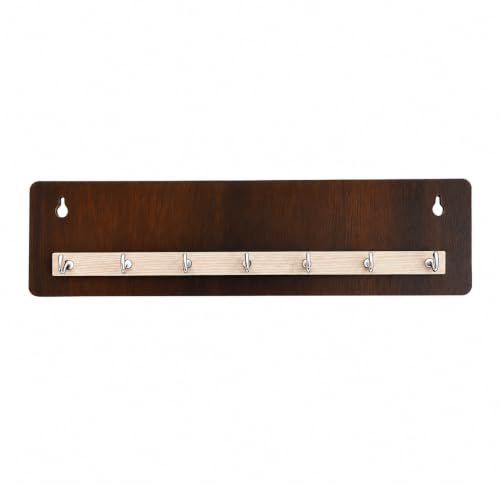 WOXOUR Wooden 7 Hook Key Holder for Wall with Stainless Steel Hoo...