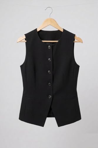 Image of ROCKSY Women Stretch Waistcoat - Sleeveless Lightweight Round Neck Premium Vest with 2 Pockets | Ideal for Formal, Office, Casual, Party