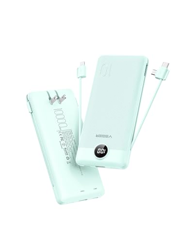 VEGER Portable Charger with Built-in AC Plug and Cables, All...