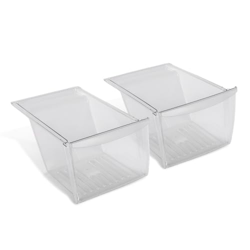 Image of PIT66 Upper Crisper Drawer Pans 2 Pcs Fit Frigidaire, Kenmore, Crosley, Westinghouse, Gibson, Kelvinator, Fit Refrigerator Models 240337103, PS429854, 240337107, 240337102 Fridge Drawer Clear
