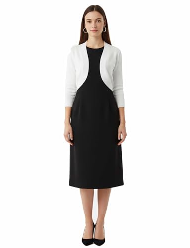 Image of Allsense Women's 3 /4 Sleeve Bolero Shrug for Dresses | Open Front Cropped Cardigan, Lightweight Knit Dress Cover Up
