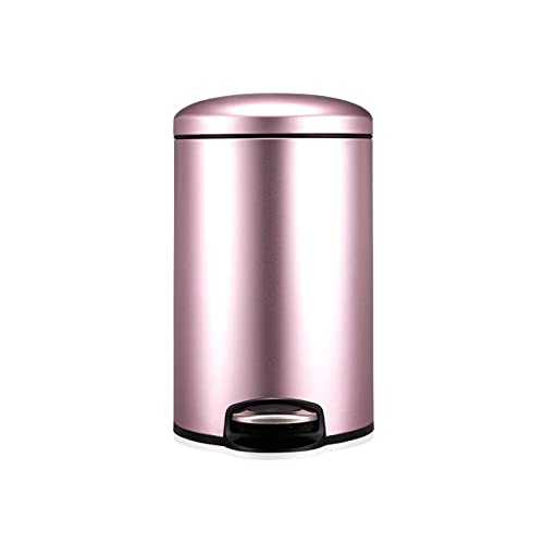 DFEDHF Trash and Recycling Bin 12l Household Garbage Can Living Room Kitchen Bathroom Creative with Cover Stainless Steel Simple Foot Pedal Garbage Can Office Large Waste Paper Baske(Pink)