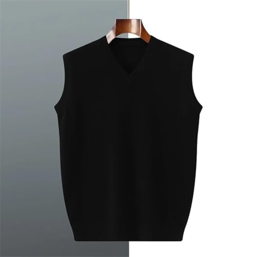 Men’S V-Neck Cashmere Wool Blend Vest Sleeveless Knitted Pullover Solid Color Casual Waistcoat4
