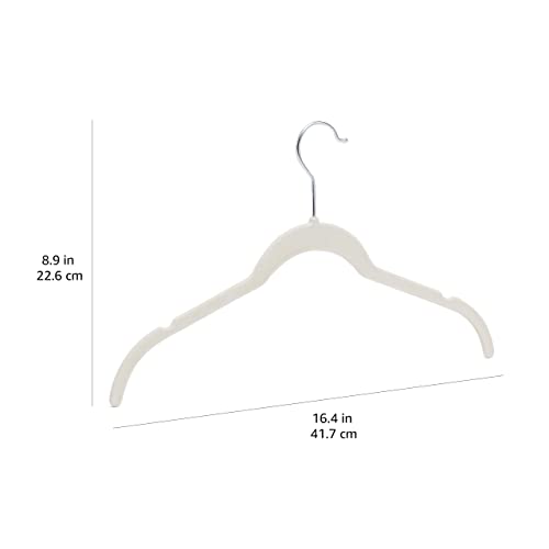 Amazon Basics Kleiderbügel für Hemd/Kleid, mit Samt überzogen, 50er-Pack, Elfenbein – Ansicht 5