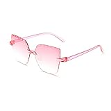 DieffematicMJ Gafas De Sol Hombre Personalidad de flores de moda Gafas de sol de polígono sin marco (Color : Roze)