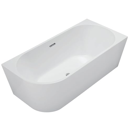 Balneo Baignoire Avola Chrome - Baignoire Acrylique 160 x 80 x 58 cm - Design Minimaliste Chromé - Élégance Moderne pour Salle de Bain - Harmonie avec Bois, Marbre -...
