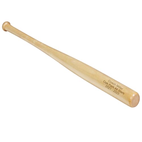 Personalization Universe Mini Baseball Bat 18" - Customizable Birch Wood Bat with 3-Line Message - Perfect Baseball Gifts for Coaches, Parties, Decorative Displays - Personalized Baseball Fan Keepsake