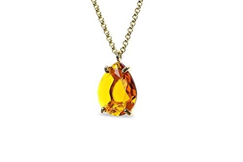 Collier pierres de naissance en or pour femmes citrine jaune Anémone