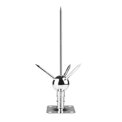 Lightning Rod Kit for Roof, 37CM Three-Pole Spike Brass Detachable Copper Lightning Protection Equipment, Pre-Discharge Lightning Rod System for House Tower Tank Roof Safety