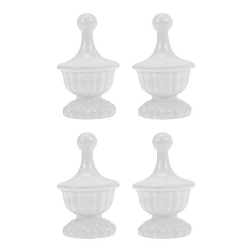 Uonlytech Asian Decor Lamp Cap Knob Finials Parts 2 Inch Lamp Finial Cap Knob Lamp Decoration Finial Knob Replacement For Floor Table Harps Lamp Shade, 4 Pack, White Vintage Decor #TOP28