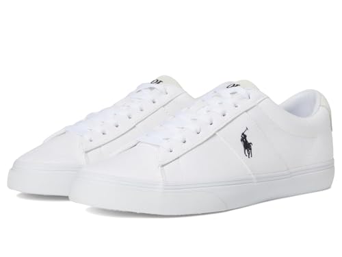 Image of POLO RALPH LAUREN Mens Sayer Canvas Low-Top Sneakers White/Black 10 Medium
