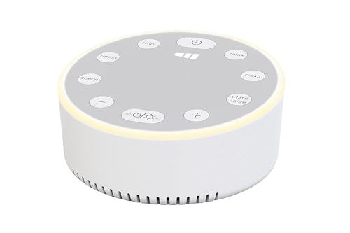 Groov-e Serenity - Sleep Aid Machine - White Noise Device with Six Sounds, Night Light, & Timer - Rechargeable Battery - White