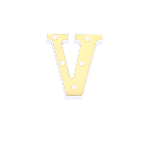 Image of Efavormart 6 inch Gold Marquee Letter V, Mirror Front Warm White LED Light Up 3D Sign, Battery Operated 72H Glow for Wedding Party & Wall Decor