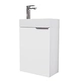 COMPACT & MODERNE : Cet ensemble avec meuble sous lavabo et vasque séduit par son design moderne et son format peu encombrant. Idéal pour les petites salles de bains, les WC invités ou les espaces réduits.