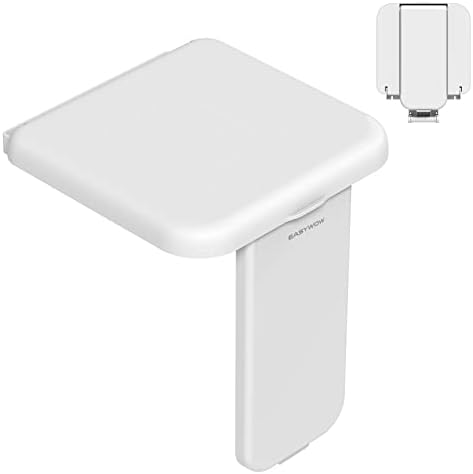 EASYWOW Folding Shower Chair Wall Mounted Fold Down Bath Seat Chair ABS 440LB Capacity Shower Bench for Elderly Disabled Pregnant Woman