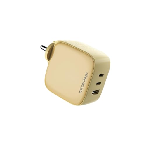 Image of DeperAI 65W 3-in-1 Fast Charger Adapter, Compatible with iPhone and Android-Samsung, Realme, Redmi,Oppo, Vivo, iPad, and Others, Wall Adapter GaN III PD3.0 Charger, Supports UFCS, Wrap (Yellow)