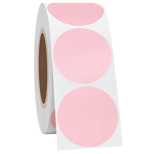 Hycodest Thermal Label Stickers 1.5 inch Circle Sticker Direct Thermal Labels Self-Adhesive Thermal Paper Roll 1000 pcs (Pink)