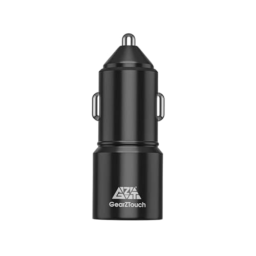 Image of 90W Dual Port Fast Smart Car Charger with 1.2M C-I Cable SuperVooc All Metal PD Quick 45W + 45W Fast Charger Compatible with iPhone & Android Samsung, Vivo, Oppo & Tablets All Brand-Black