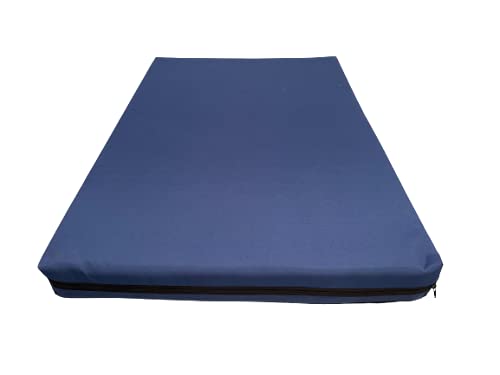 TOP STYLE COLLECTION Flat Dog Bed Mattress Washable - Orthopedic Memory Foam Filling - Dog Bed for Dog Crate with Removable Waterproof Cover (M (74x46x10 cm), Navy Blue)