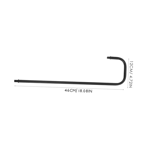 Image of Minimalist Curved Lamp Stem for Desk Lighting Fixture Black Threaded Lamp Stem