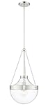 ML Lighting | Clarra Collection | 20101-PN | Indoor 1 Light Metal Pendant in Polished Nickel with Clear Glass Shade | Kitchens, Dining Rooms, Living Rooms, Entryways, Hallways