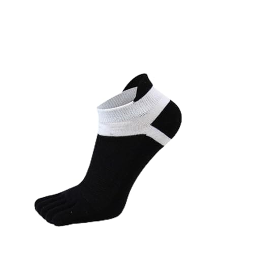 Calcetines de cinco dedos 5 pares de calcetines verano dedos for mujer y niña, algodón, malla, transpirables, invisibles, hasta el tobillo(Black)